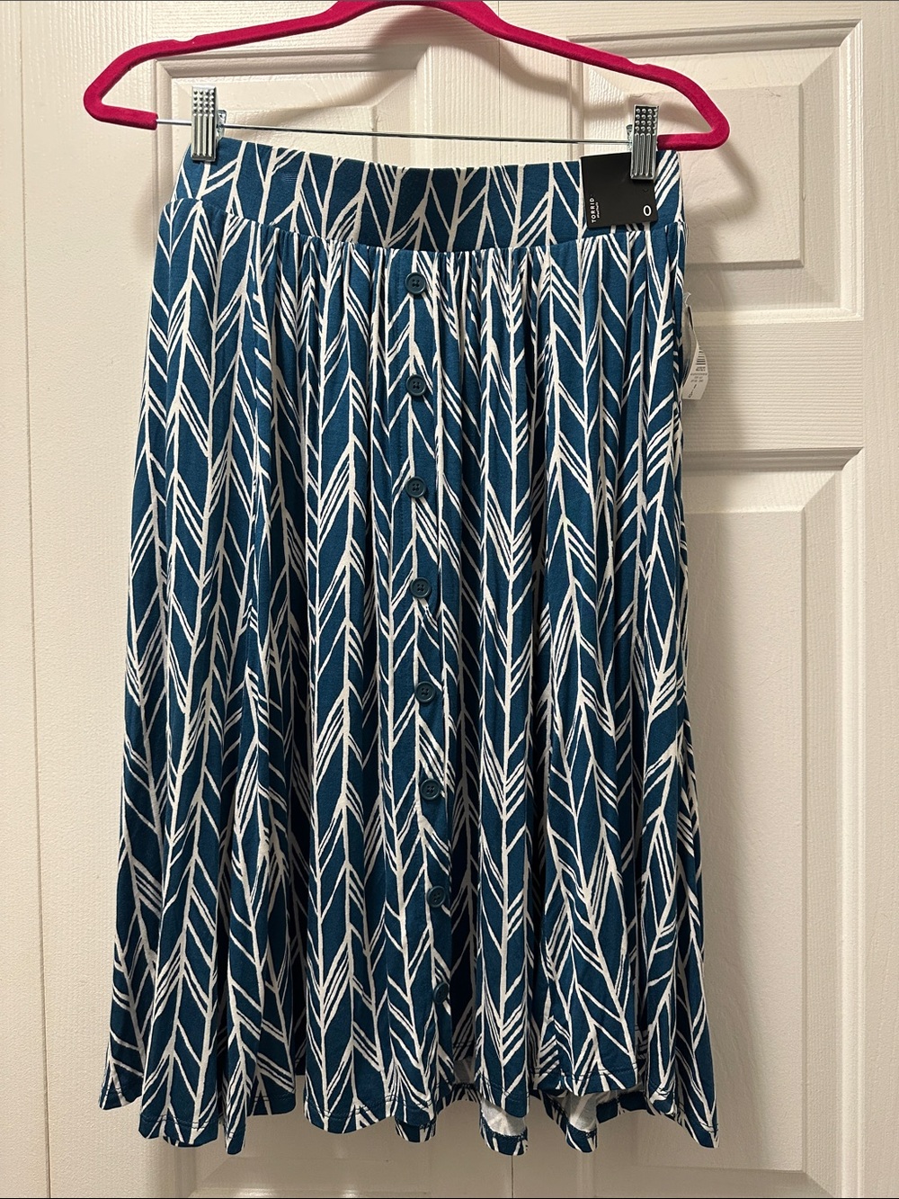 torrid Teal and White Button-Front Midi Skirt